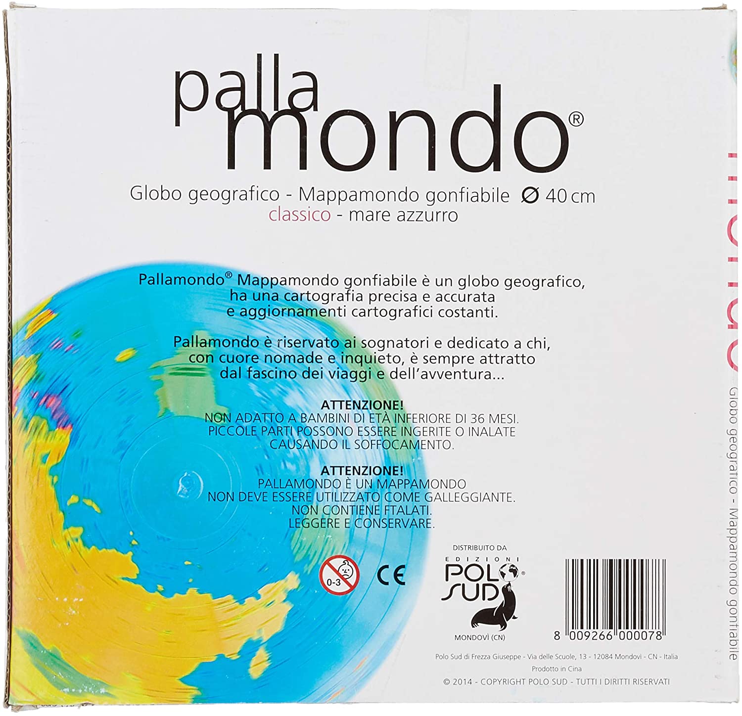 Pallamondo – Mappamondo Gonfiabile da 40 cm | Globo Geografico Educativo per Bambini